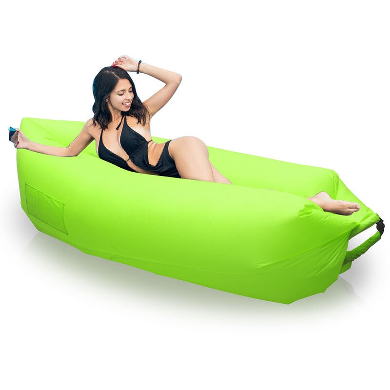 Air Sofa canapé d'air Sofa Air Matelas Lounge Couch Imperméable Chaise Longue Gonflable 190T - Vert - vert - Swanew