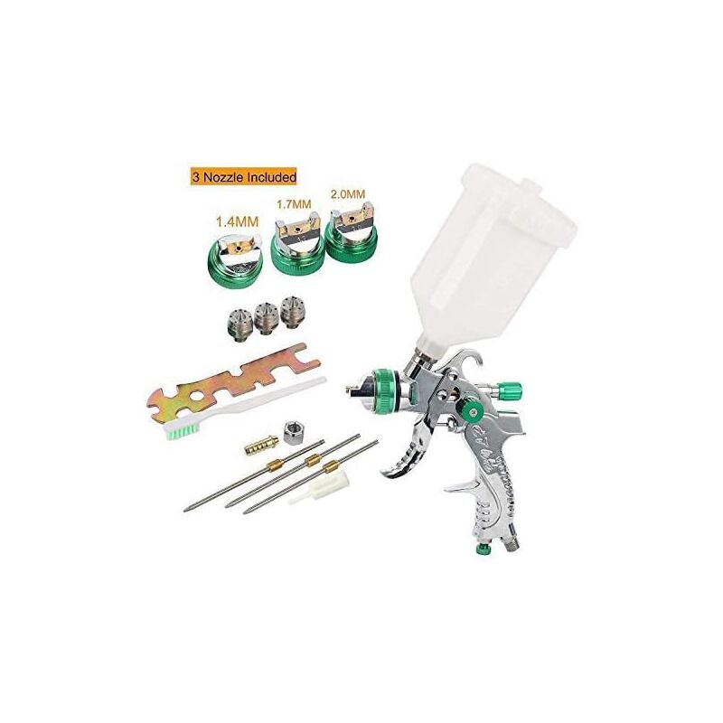 Coavas - Air Spray Gun 3 Nozzles 1.4mm 1.7mm 2.0mm, Professional Air Paint Kits with 600cc Cup for Car Primer, Surface Painting, Coatings