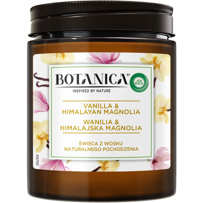 Botanica bougie parfumée en cire d'origine naturelle avec parfum de vanille et de magnolia himalayen 205 g - Air Wick