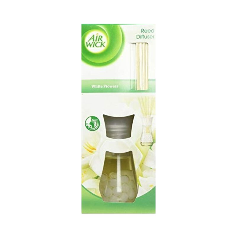 Air Wick - Set diffuseur de parfum fleur blanche et 5 bâtonnets, 25 ml.