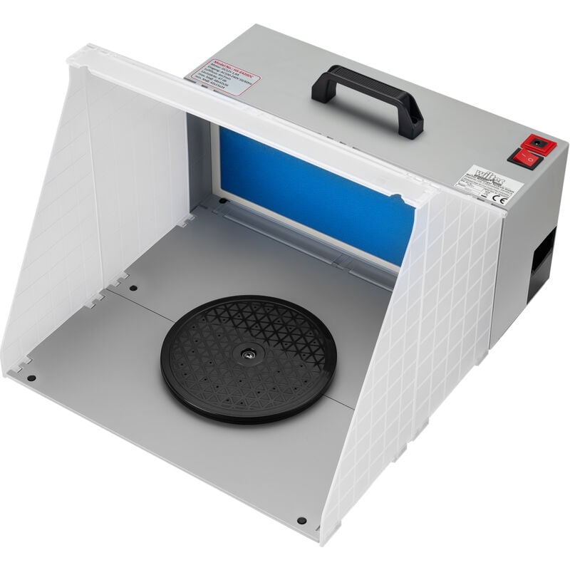 Wiltec - Cabine d'aspiration pour aérographie airbrush 12 v – Silencieuse 47 dB – Débit 4 m³/mn – Filtre extraction vapeur brouillard peinture –