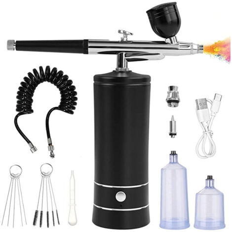 Airbrush-Set mit Kompressor, automatischer Hand-Airbrush-Pistole mit 0,3-mm-Düse, wiederaufladbar, tragbare Airbrush-Pinsel zum Malen