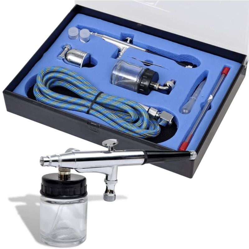 Berkfield Home - Airbrush Set with Glass Jar 0.2 / 0.3 / 0.5 mm Nozzles