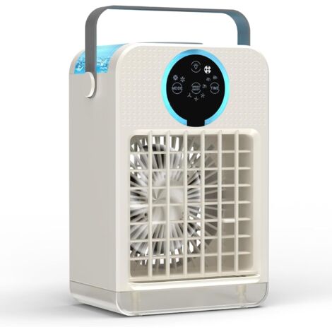 Aire Acondicionado Portátil con Control Remoto, Mini Enfriador de Aire con 2-8H Temporizador, 3 Velocidades de Ventilador, 2 Modos de Nebulización, 700ML Climatizador Evaporativo para Hogar