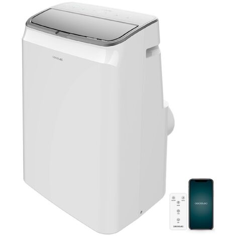 Aire Acondicionado Portátil con Mando a Distancia, Wifi y Bomba de Calor ForceClima 14800 Soundless Heating Connected. 14000 BTU Cecotec - Blanco