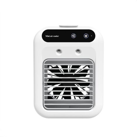 Aire acondicionado portátil de 2 velocidades, pequeño ventilador de refrigeración, 2 modos de pulverización, 500 ml, ángulo ajustable de 15°, silencioso, portátil, ventilador de mesa con pantalla táct