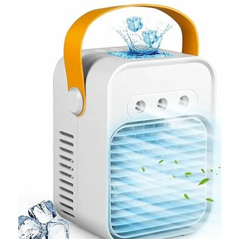 Aire acondicionado portátil, mini enfriador de aire personal USB, ventilador, humidificador, 3 velocidades ajustables, con luces nocturnas, hogar/oficina/enfriador de aire Mobil exterior