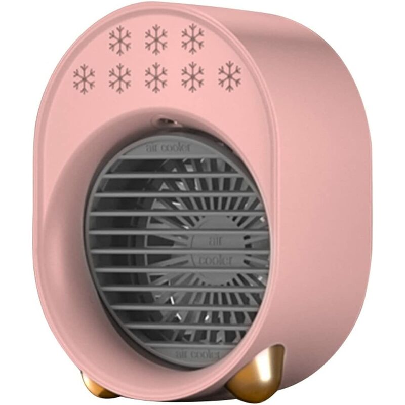 

Aire Acondicionado Portátil USB Recargable Ventilador Enfriador de Aire Acondicionador de Aire Multifunción Ajustable de 3 Velocidades 6 Luces Rosa