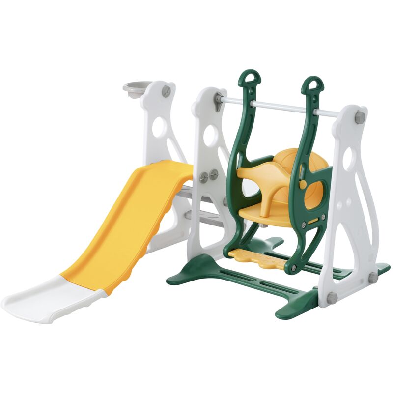 Tanant - Aire de jeux 4 en 1 - Aire de jeux pour enfants avec balançoire, toboggan, escalier, balançoire, panier de basket, polyéthylène haute