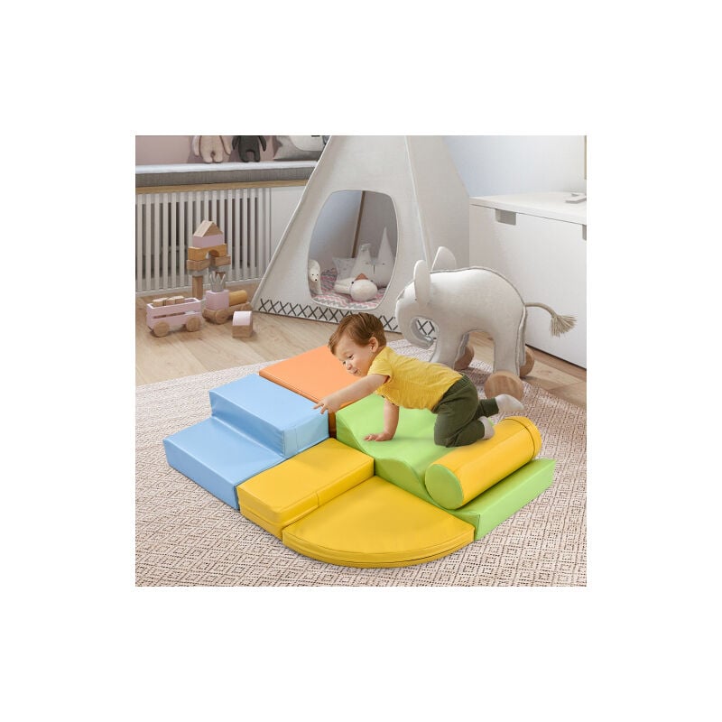 Wishdor - Blocs de construction géants de 6 pièces pour gambader et grimper, pour enfants d'âge préscolaire et bébé, multicouleur