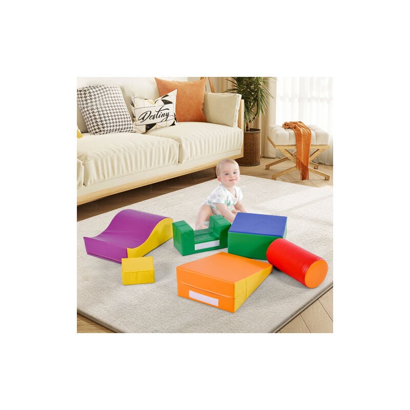 Wishdor - Blocs de construction géants de 6 pièces pour gambader et grimper, pour enfants d'âge préscolaire et bébé, multicouleur