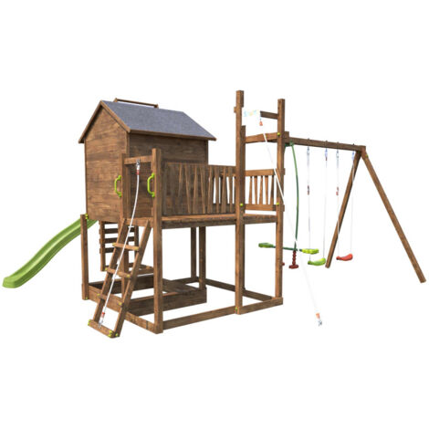 Aire de jeux avec cabane et toboggan COTTAGE FUNNY