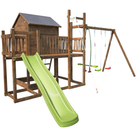 Aire de jeux avec cabane et toboggan COTTAGE HAPPY