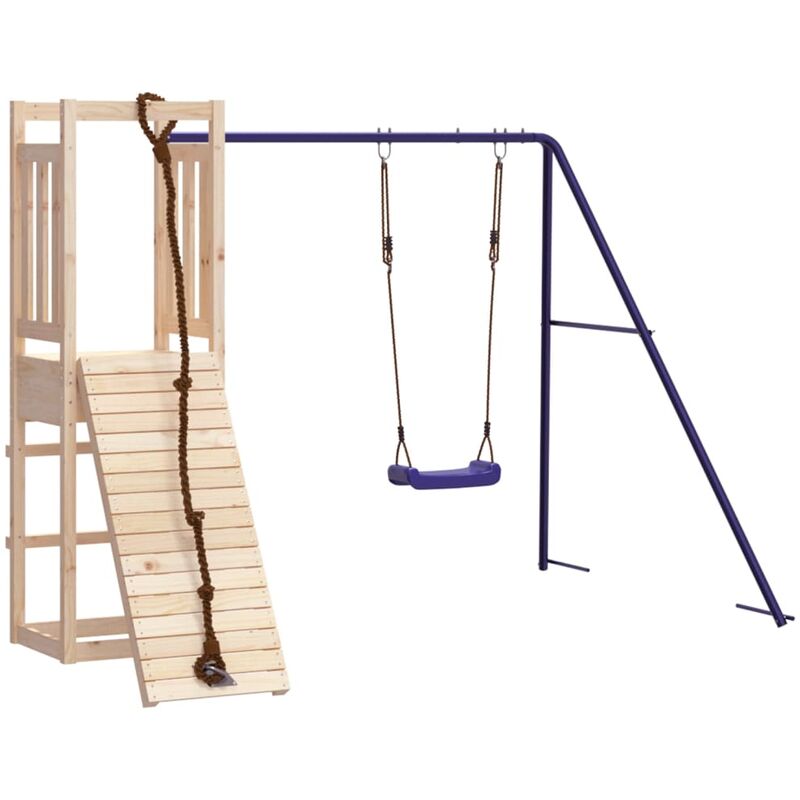 Helloshop26 - Aire de jeux d'extérieur balançoires toboggan portiques robuste jeux jardin 237 x 184 x 169 cm bois de pin massif