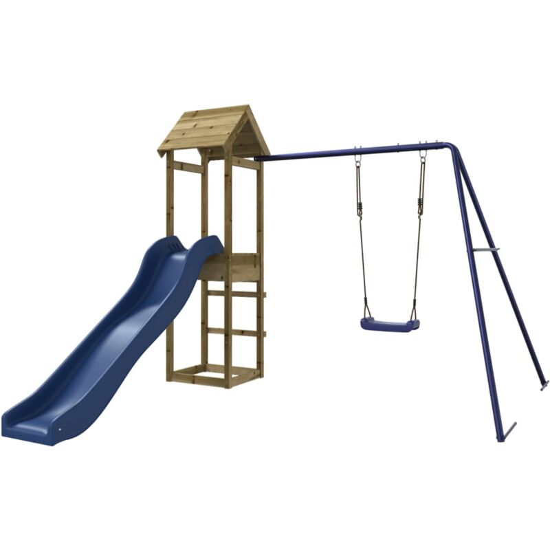 Helloshop26 - Aire de jeux d'extérieur balançoires toboggan portiques robuste jeux jardin 238 x 315 x 194 cm bois de pin imprégné