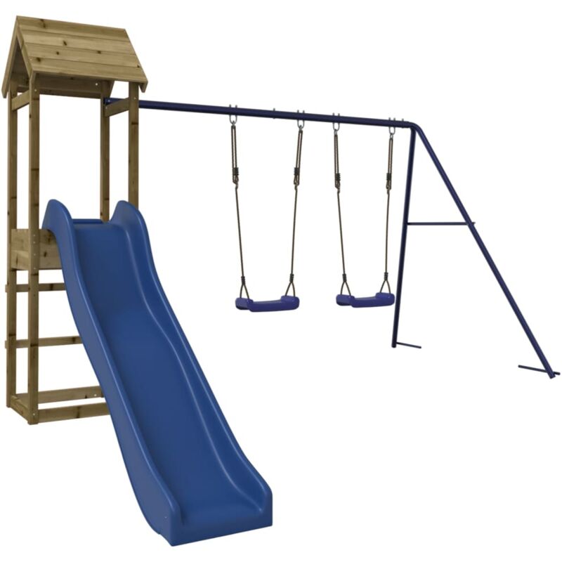 Helloshop26 - Aire de jeux d'extérieur balançoires toboggan portiques robuste jeux jardin 308 x 315 x 194 cm bois de pin imprégné