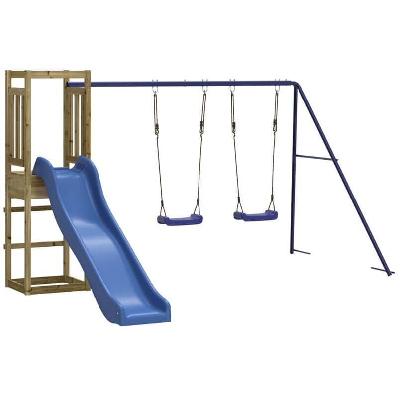 Aire de jeux d'extérieur balançoires toboggan portiques robuste jeux jardin 308 x 321 x 169 cm bois de pin imprégné