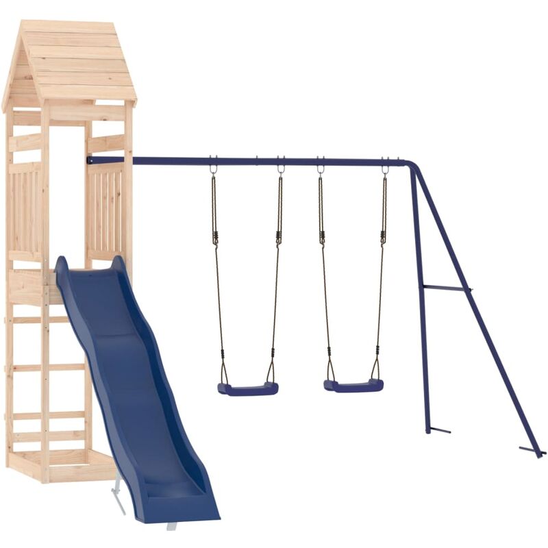Helloshop26 - Aire de jeux d'extérieur balançoires toboggan portiques robuste jeux jardin 315 x 373 x 264 cm bois de pin massif