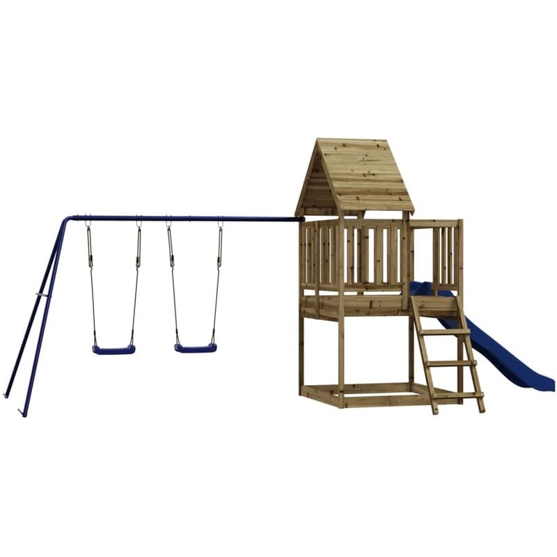 Helloshop26 - Aire de jeux d'extérieur balançoires toboggan portiques robuste jeux jardin 564 x 235 x 228 cm bois de pin imprégné