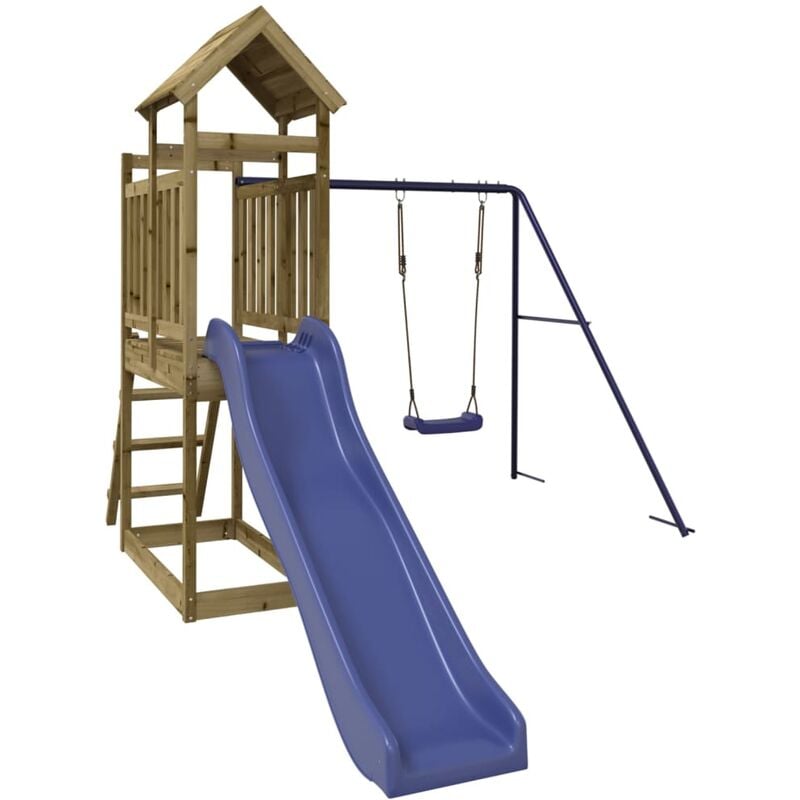 Helloshop26 - Aire de jeux d'extérieur balançoires toboggan portiques robuste jeux jardin242 x 379 x 214 cm bois de pin imprégné