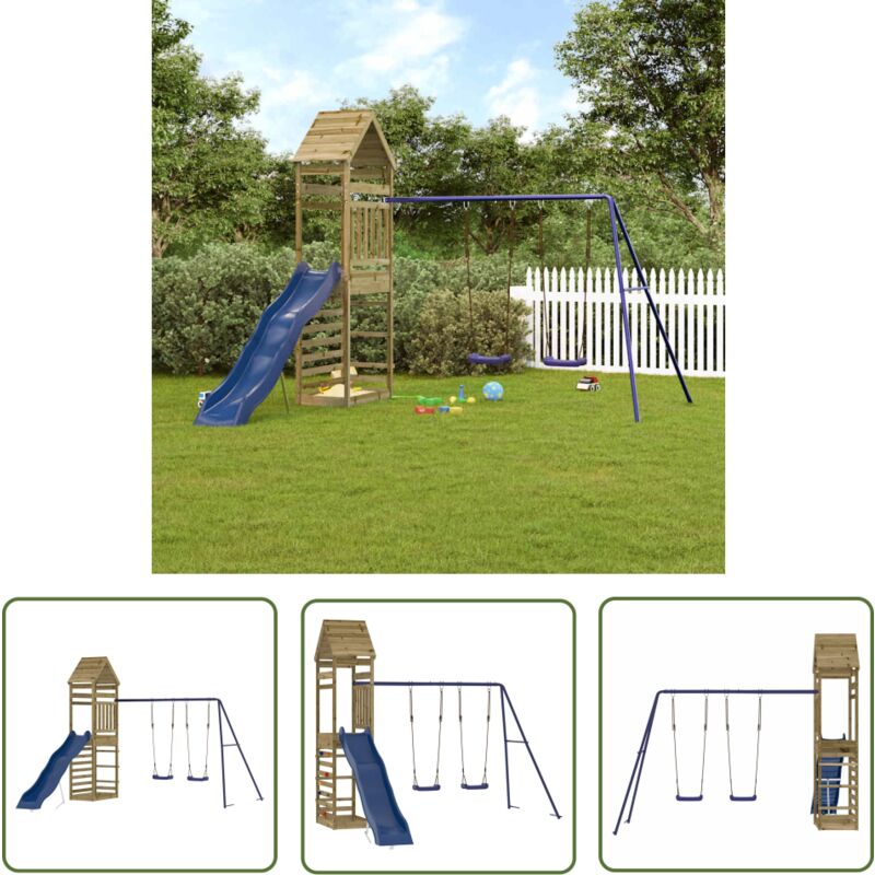 The Living Store Aire de jeux d'extérieur bois de pin imprégné - Aire De Jeux Extérieur - Jeux De Plein Air - Jouet Enfant - Arbre À Grimper