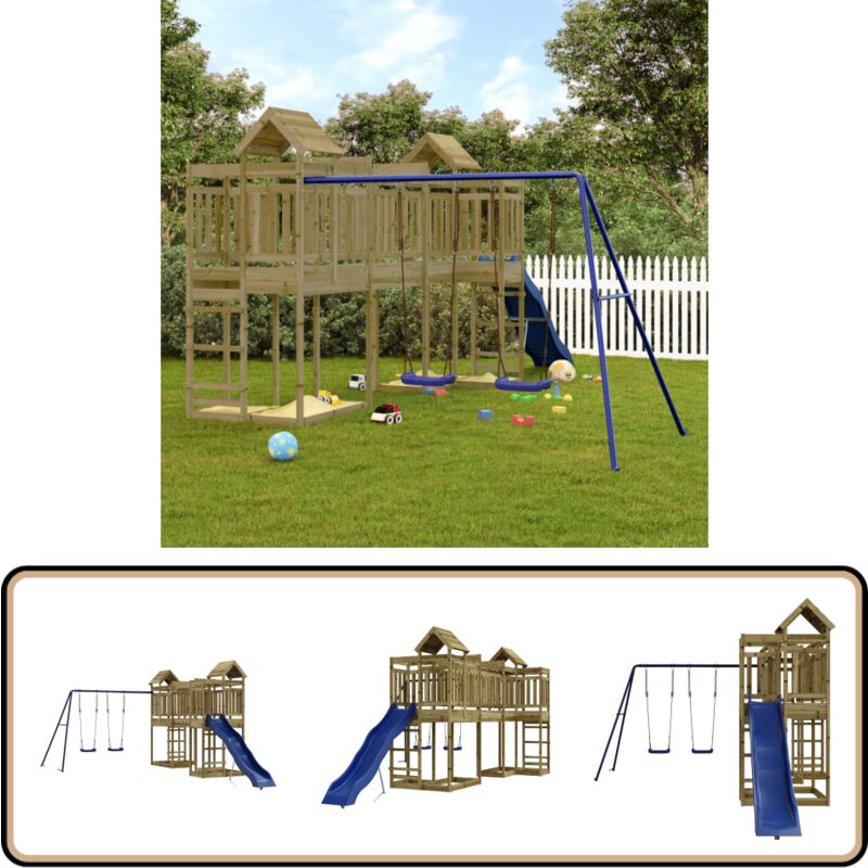 Vidaxl - Aire de jeux d'extérieur bois de pin imprégné - Aire De Jeux Enfant - Jeux Extérieur - Jouet Bois - Balançoire - Toboggan