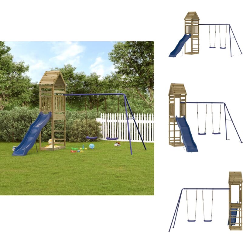 Aire de jeux d'extérieur bois de pin imprégné - Aire De Jeux Extérieur - Jeux D'enfants - Jouet Bois - Jeux De Plein Air - Toboggan