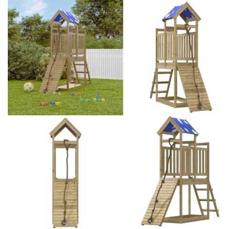 Aire de jeux d'extérieur bois de pin imprégné - Aire De Jeux Extérieur - Jouet Enfant - Jeux De Plein Air - Cabane En Bois - Toboggan - Home & Living