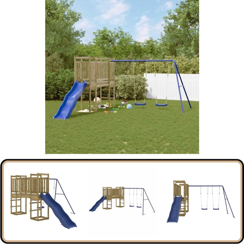 Vidaxl - Aire de jeux d'extérieur bois de pin imprégné - Ensemble De Jeux Extérieur - Jeux De Plein Air - Aire De Jeux - Toboggan - Balançoire
