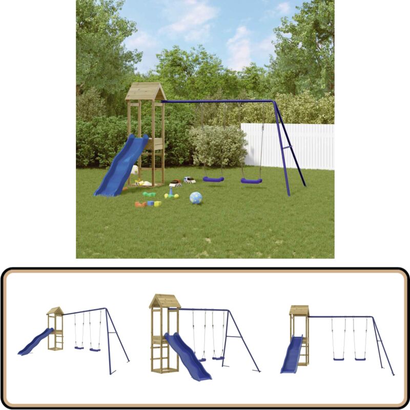 Vidaxl - Aire de jeux d'extérieur bois de pin imprégné - Ensemble De Jeux Extérieur - Jeux De Plein Air - Aire De Jeux - Toboggan - Balançoires