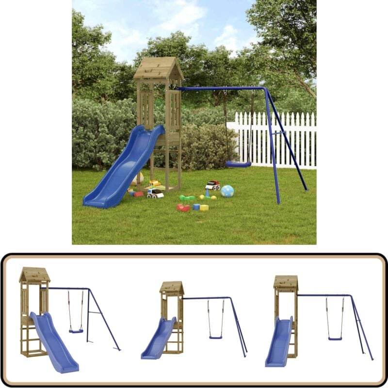 Vidaxl - Aire de jeux d'extérieur bois de pin imprégné - Ensemble De Jeux Extérieur - Maison De Jeu Bois - Jouet Enfant - Aire De Jeux - Toboggan