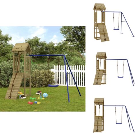 Aire de jeux d'extérieur bois de pin imprégné - Ensemble De Jeux Extérieur - Maisonnette De Jeu - Jouet En Bois - Aire De Jeux - Toboggan