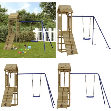 Aire de jeux d'extérieur bois de pin imprégné - Ensemble De Jeux Extérieur - Maisonnette De Jeu - Jouet En Bois - Aire De Jeux - Toboggan - Home & Living