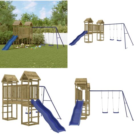 Aire de jeux d'extérieur bois de pin imprégné - Jeux D'enfants - Aire De Jeux - Maisonnette De Jeu - Jouet Extérieur - Bac À Sable - Home & Living