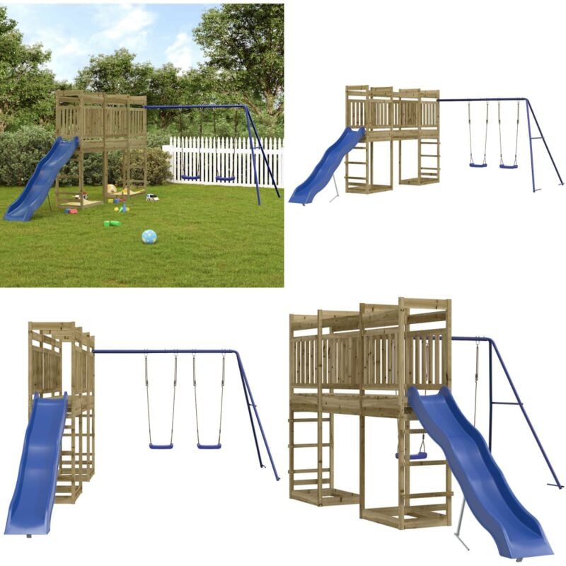 Aire de jeux d'extérieur bois de pin imprégné - Jeux D'extérieurs - Aire De Jeux - Bois - Enfant - Jouet Extérieur - Home & Living