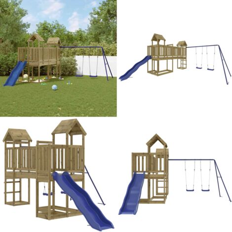 Aire de jeux d'extérieur bois de pin imprégné - Jeux D'extérieurs - Aire De Jeux - Maisonnette De Jeu - Jouet Extérieur - Bois - Home & Living