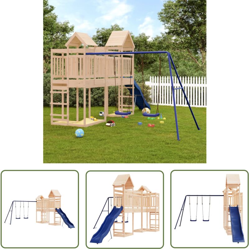 Echoo - The Living Store Aire de jeux d'extérieur bois de pin massif - Aire De Jeux Extérieur - Jeux D'enfants - Jouet Bois - Toboggan Enfant