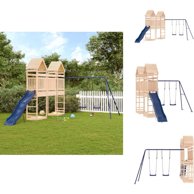 Vidaxl - Aire de jeux d'extérieur bois de pin massif - Aire De Jeux Enfant - Jeux Extérieur - Jouet Bois - Toboggan - Balançoire