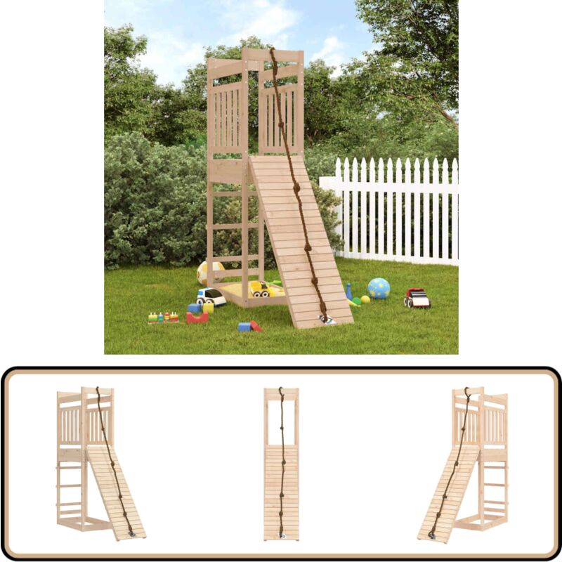 Aire de jeux d'extérieur bois de pin massif - Aire De Jeux Extérieur - Jeux D'enfants - Jouet Bois - Bac à Sable - Escalade Enfant