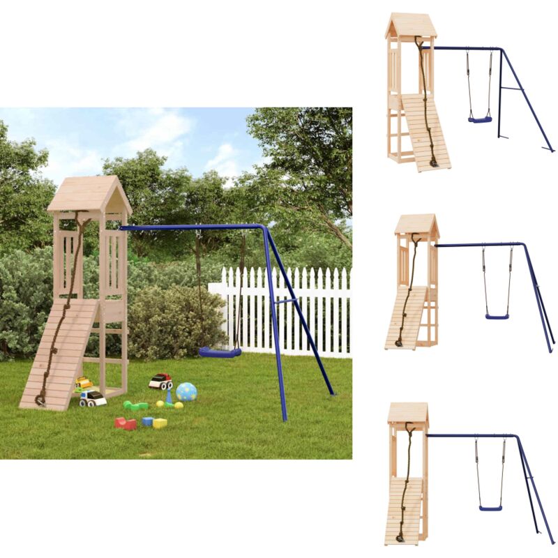 Aire de jeux d'extérieur bois de pin massif - Ensemble De Jeu Extérieur - Maisonnette De Jeu - Jouet En Bois - Aire De Jeux - Toboggan