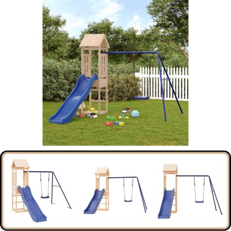Aire de jeux d'extérieur bois de pin massif - Ensemble De Jeu Extérieur - Maisonnette De Jeu - Jouet En Bois - Aire De Jeux - Toboggan