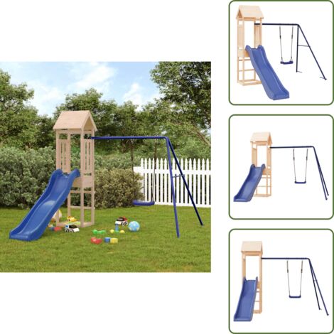 Aire de jeux d'extérieur bois de pin massif - Ensemble De Jeu Extérieur - Maisonnette De Jeu - Jouet En Bois - Aire De Jeux - Toboggan