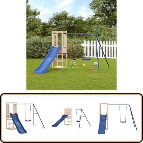 Aire de jeux d'extérieur bois de pin massif - Ensemble De Jeux Extérieur - Jeux De Plein Air - Aire De Jeux - Jouet Bois - Toboggan