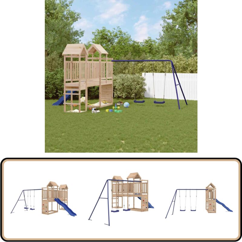 Vidaxl - Aire de jeux d'extérieur bois de pin massif - Ensemble De Jeux Extérieur - Jeux De Plein Air - Aire De Jeux - Toboggan - Balançoire
