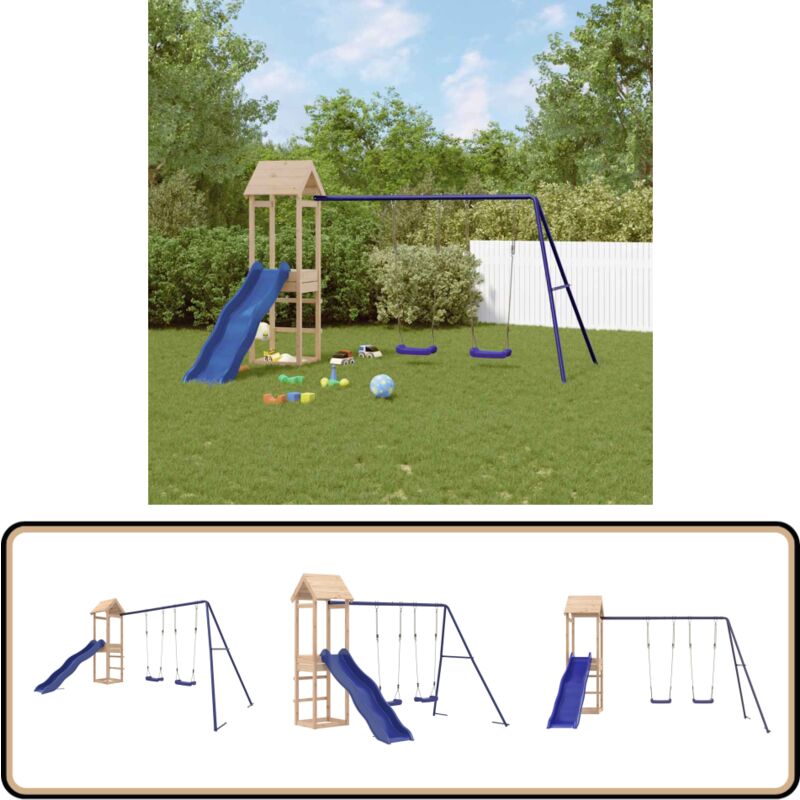 Vidaxl - Aire de jeux d'extérieur bois de pin massif - Ensemble De Jeux Extérieur - Jeux De Plein Air - Toboggan - Balançoires - Cabane En Bois