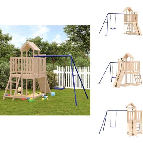 Aire de jeux d'extérieur bois de pin massif - Ensemble De Jeux Extérieur - Maisonnette De Jeu - Jouet En Bois - Aire De Jeux - Toboggan