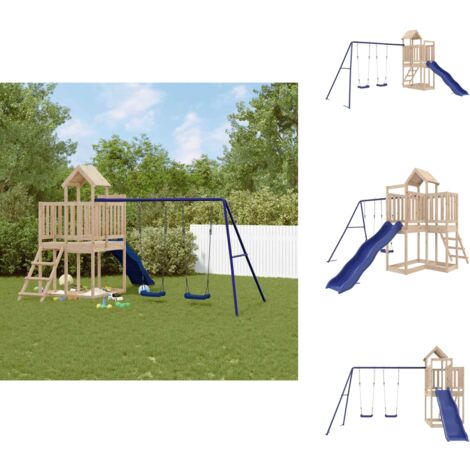 Aire de jeux d'extérieur bois de pin massif - Ensemble De Jeux Extérieur - Maisonnette De Jeu - Jouet En Bois - Aire De Jeux - Toboggan