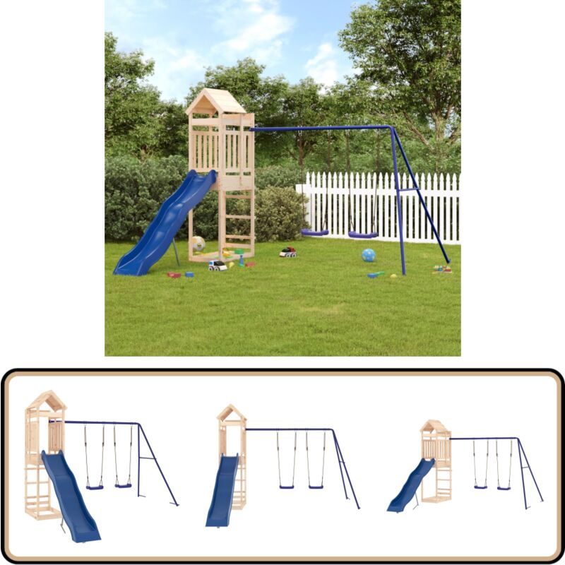 Aire de jeux d'extérieur bois de pin massif - Jeux D'extérieurs - Aire De Jeux - Bac à Sable - Toboggan - Balançoire