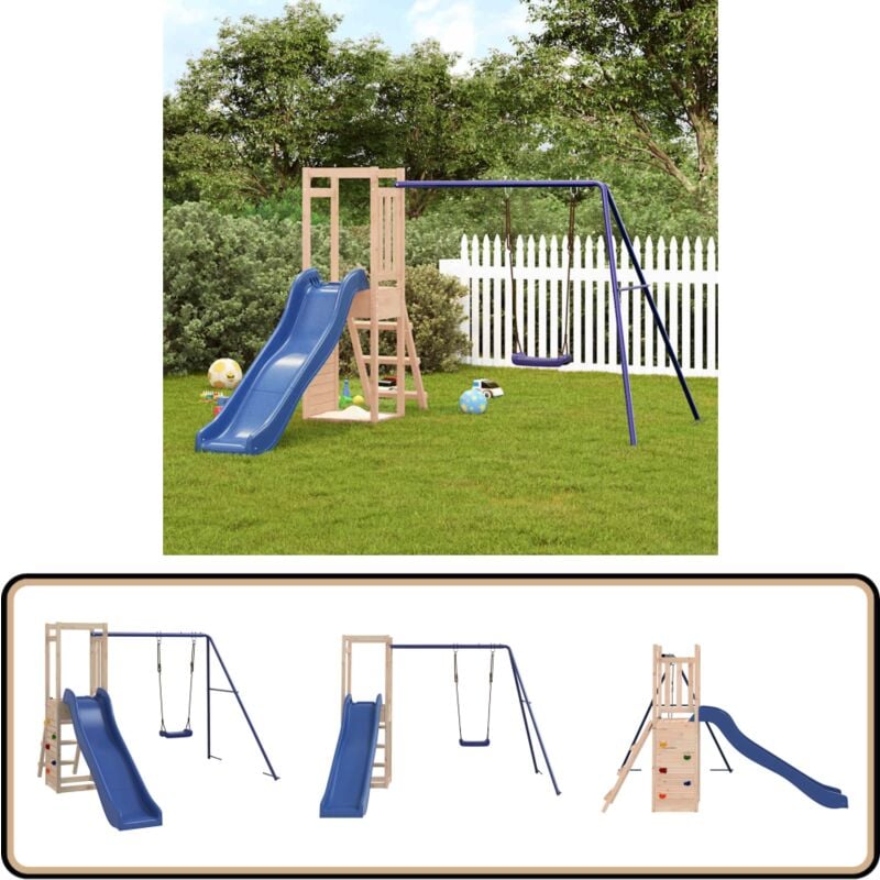 Aire de jeux d'extérieur bois de pin massif - Jeux D'extérieurs - Aire De Jeux - Jardin Enfant - Jouet Extérieur - Toboggan
