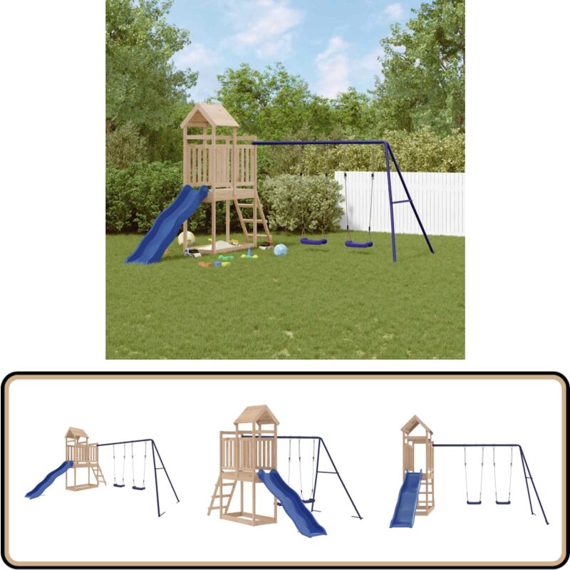 Vidaxl - Aire de jeux d'extérieur bois de pin massif - Jeux D'extérieurs - Aire De Jeux - Jardin Enfant - Toboggan - Balançoires